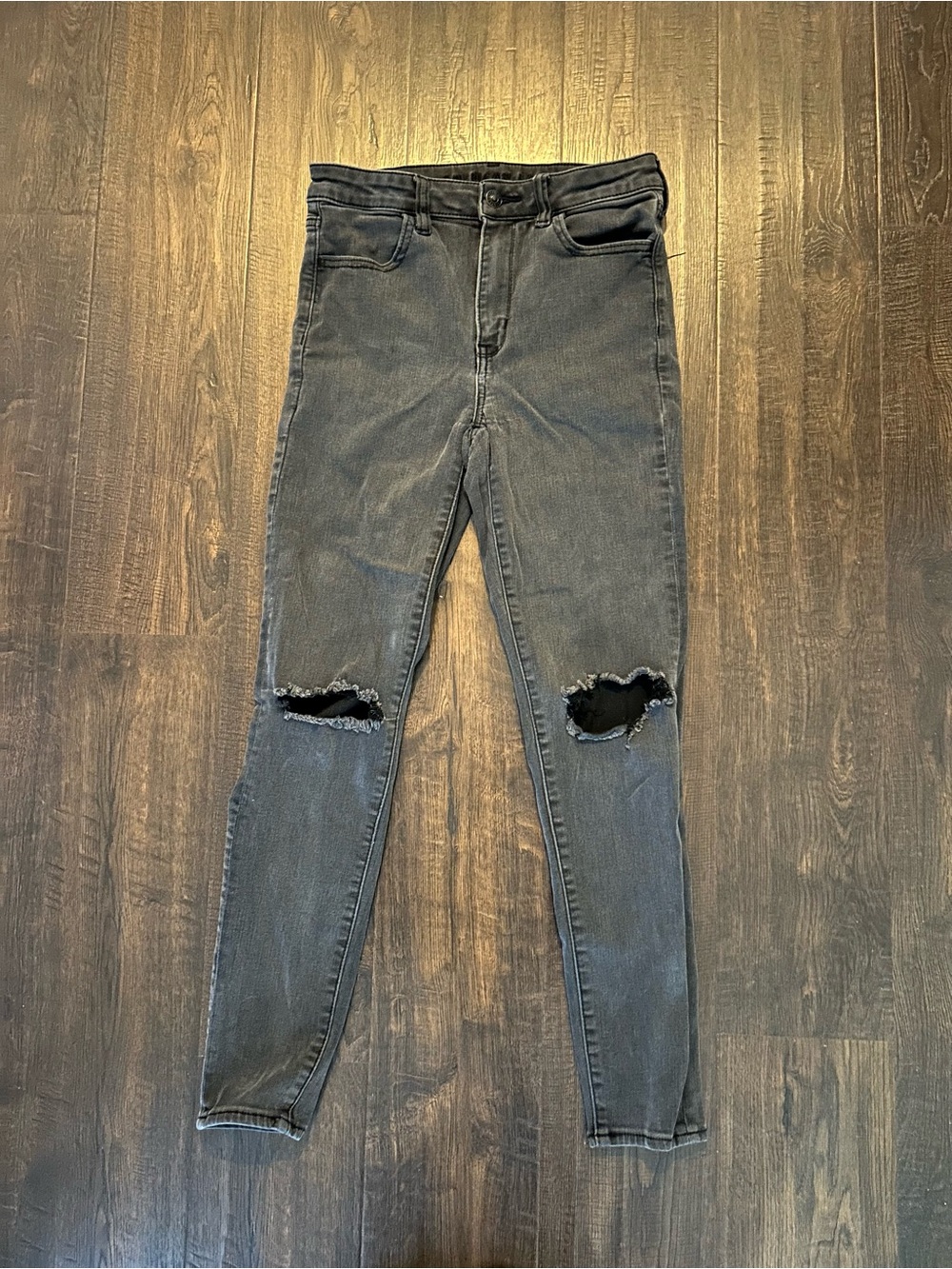 American Eagle Outfitters Black Skinny Ripped Jeans
